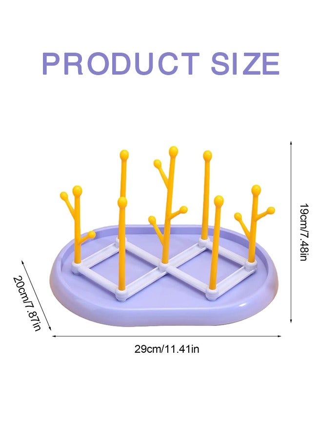 Baby Bottle Drying Rack Countertop Feeding Cup Cleaning Brush Holder 7 Brackets Storage Organizer With Drainer For Bottles And Accessories - Image 2
